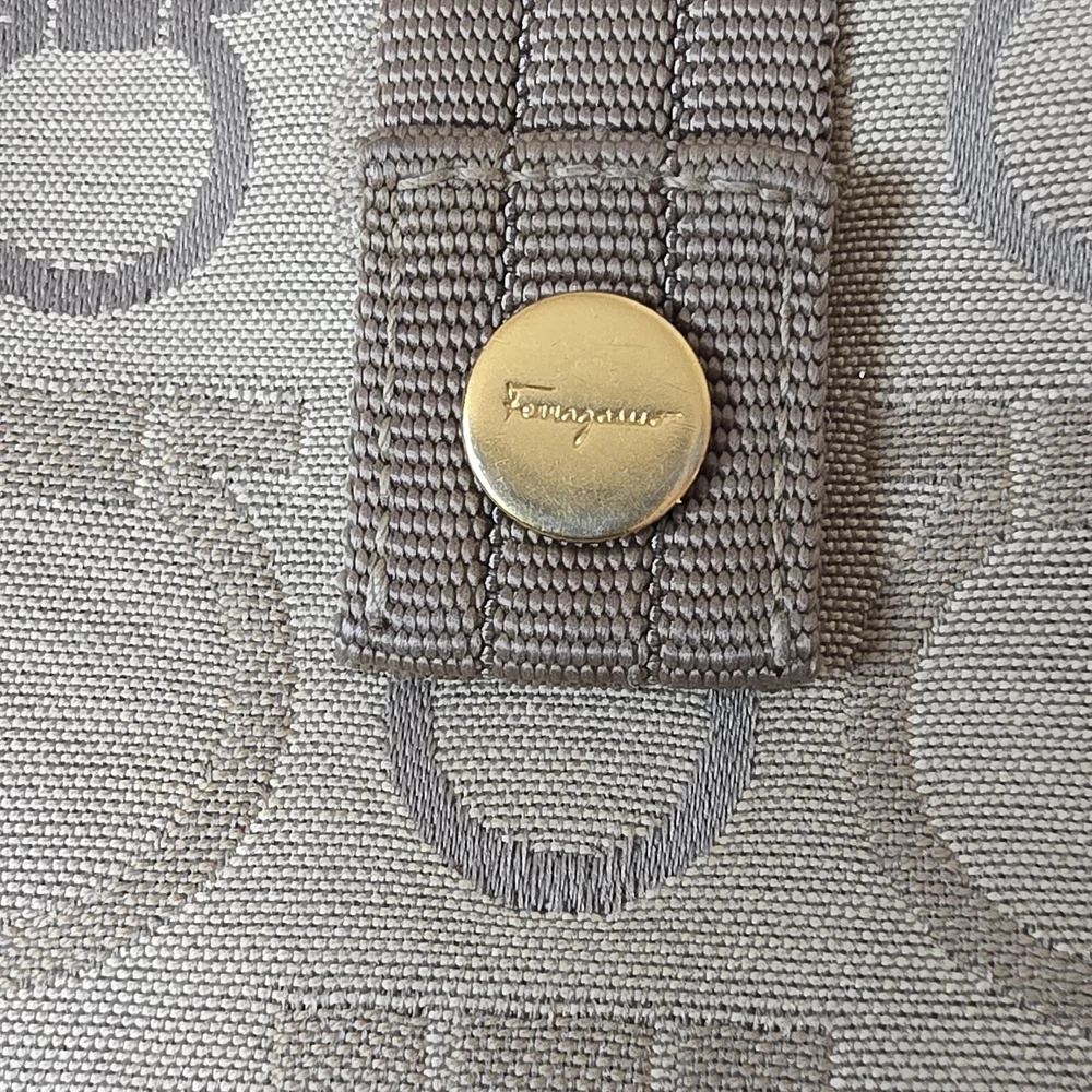 Salvatore Ferragamo Monogram Crossbody Bag Gancini Print Canvas Leather Trim